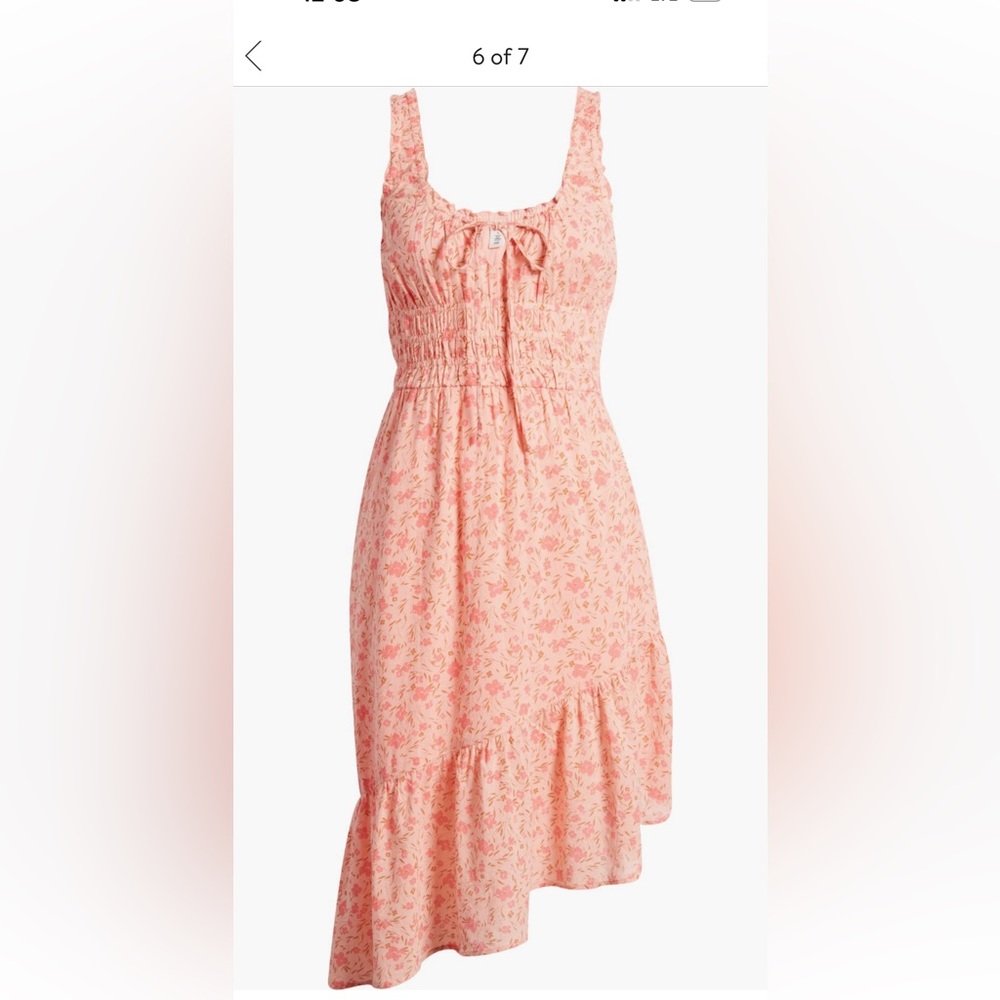 BP. Floral Print Smocked Ruffle Midi Dress